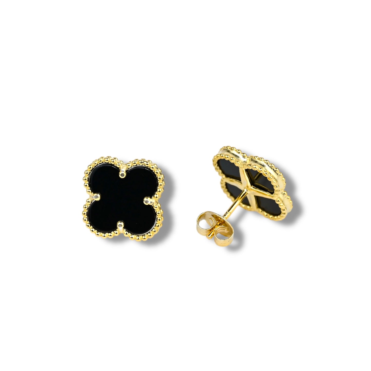 Silver 925 Gold Plated Clover Stud Earrings