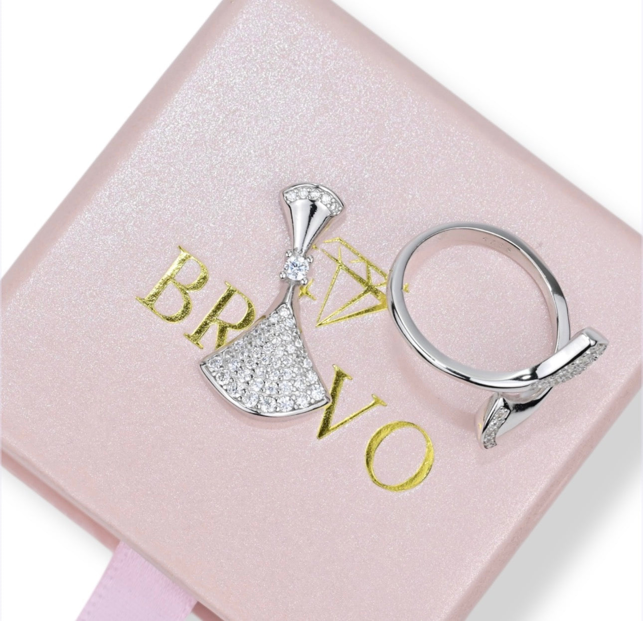 Silver Set with Zirconia stones (Earrings, Ring, Pendant)