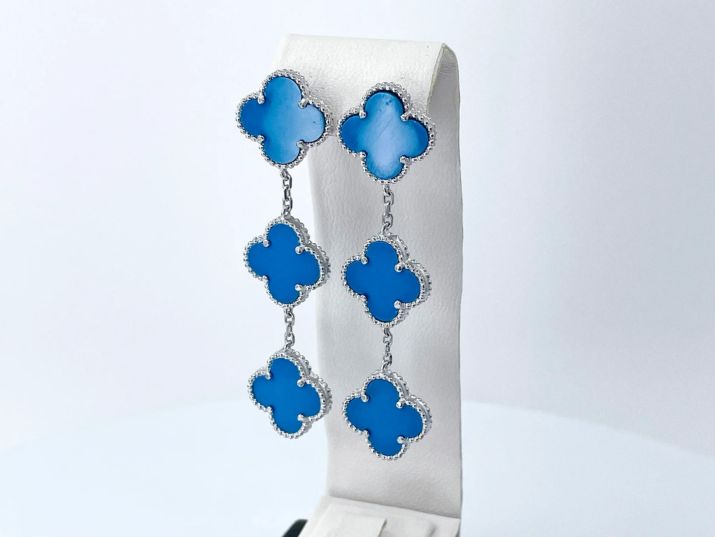 Silver Triple Clover Dangle Earrings