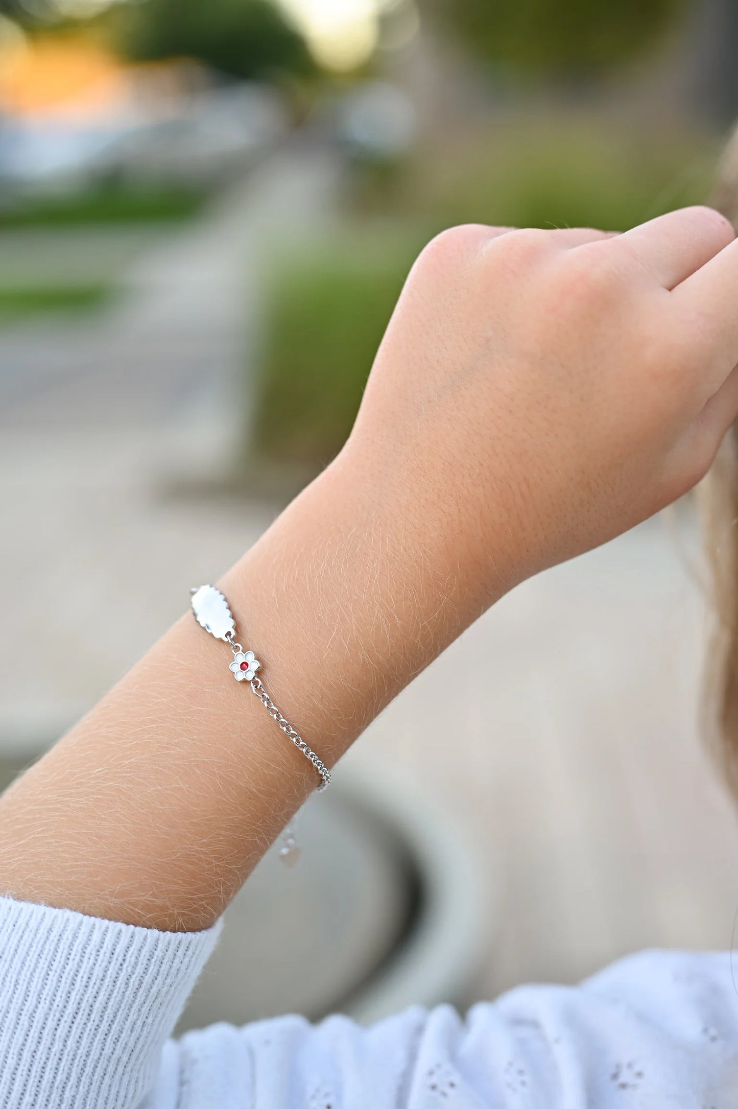 Kids Silver Bracelet Flower