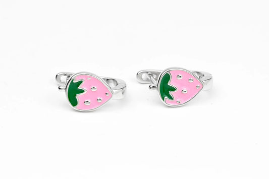 Kids Earrings Strawberry Silver