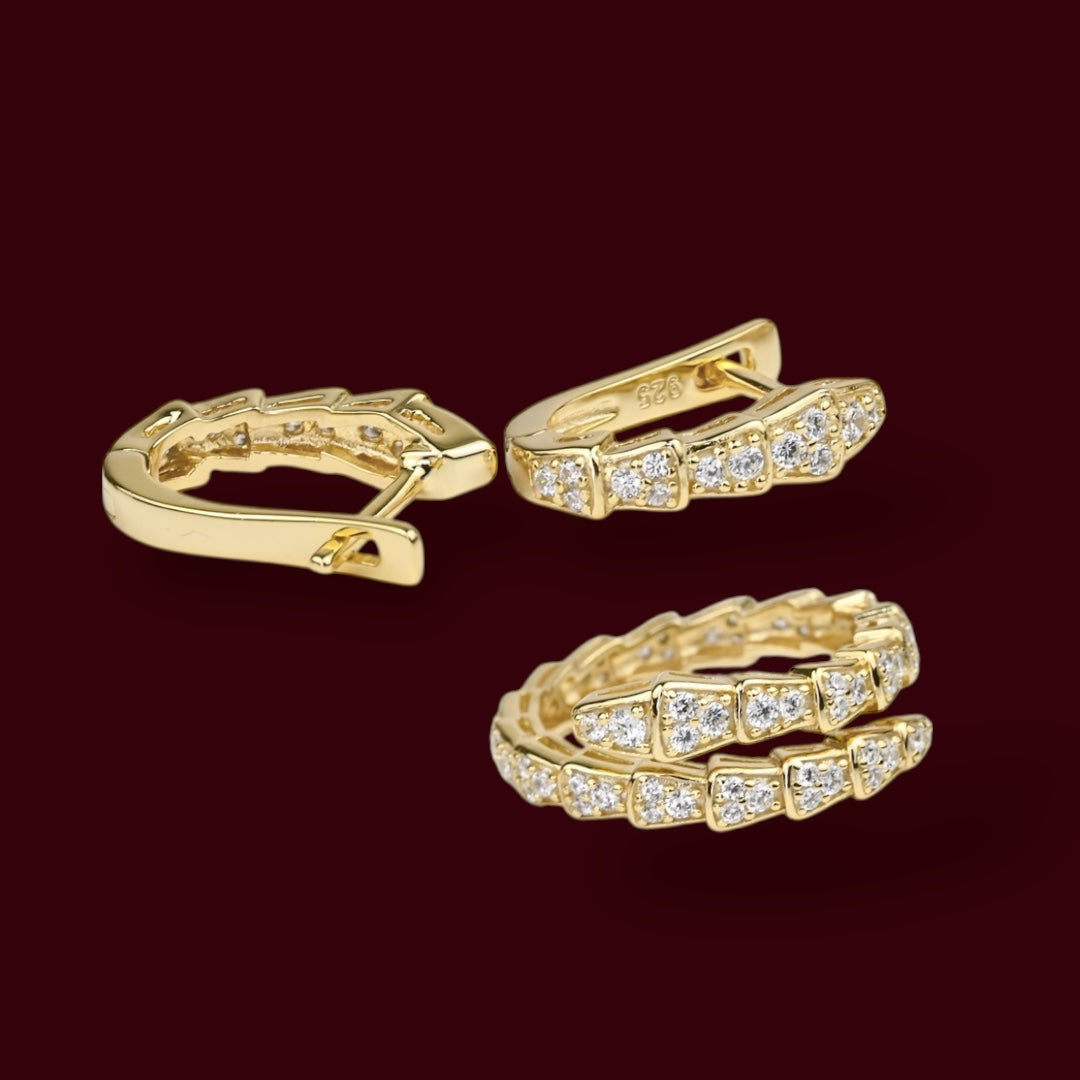 Silver 925 Gold Plated Set Snakes (Earrings, Ring, Pendant)