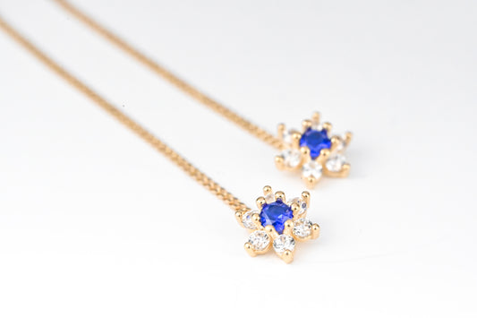 Blue Flowers Thread Earrings