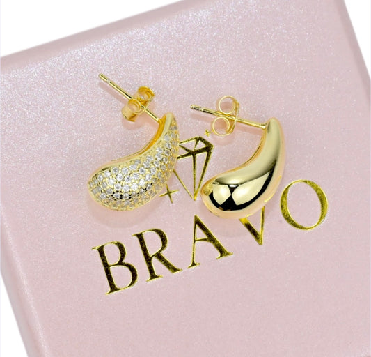 Silver Drop Earrings Yellow Gold Plated