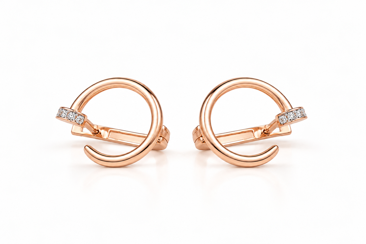 Rose Gold Earrings Nails