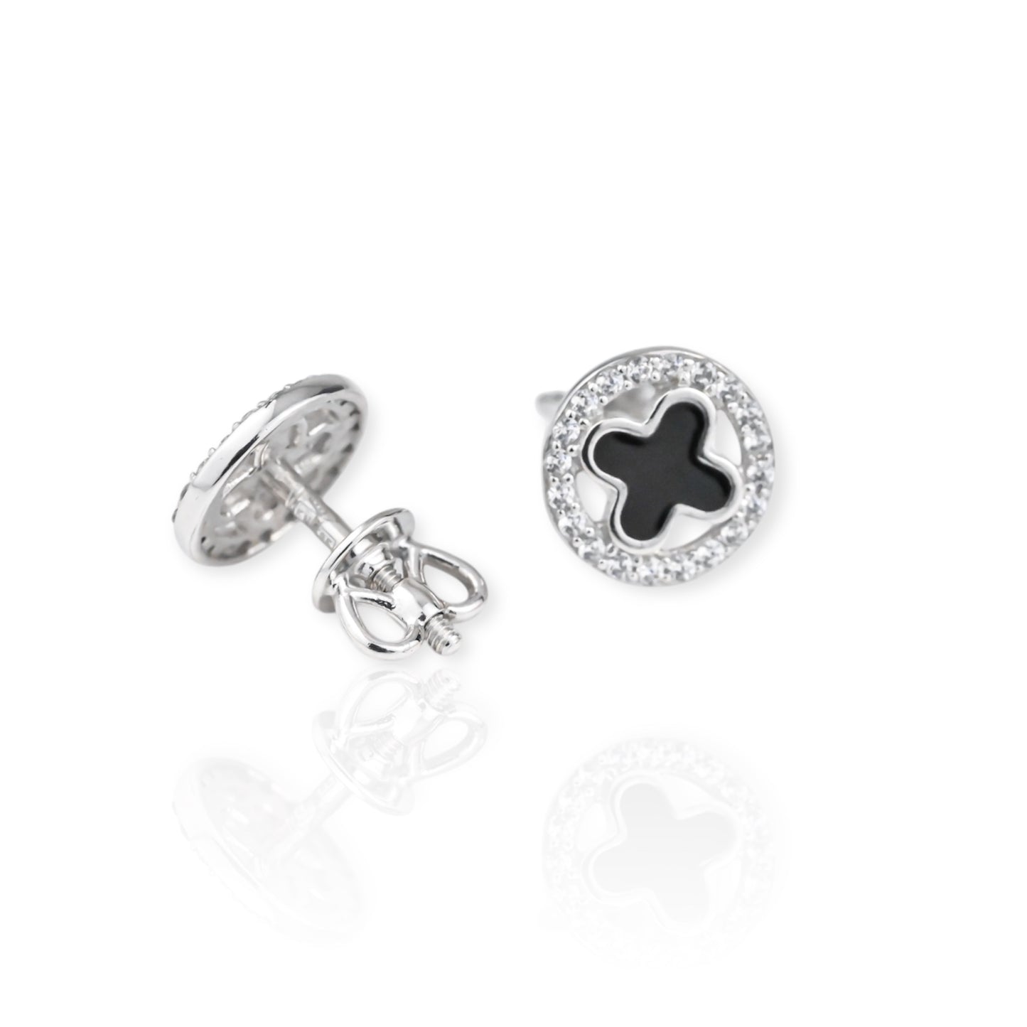 Stud Earrings with Enamel Flower