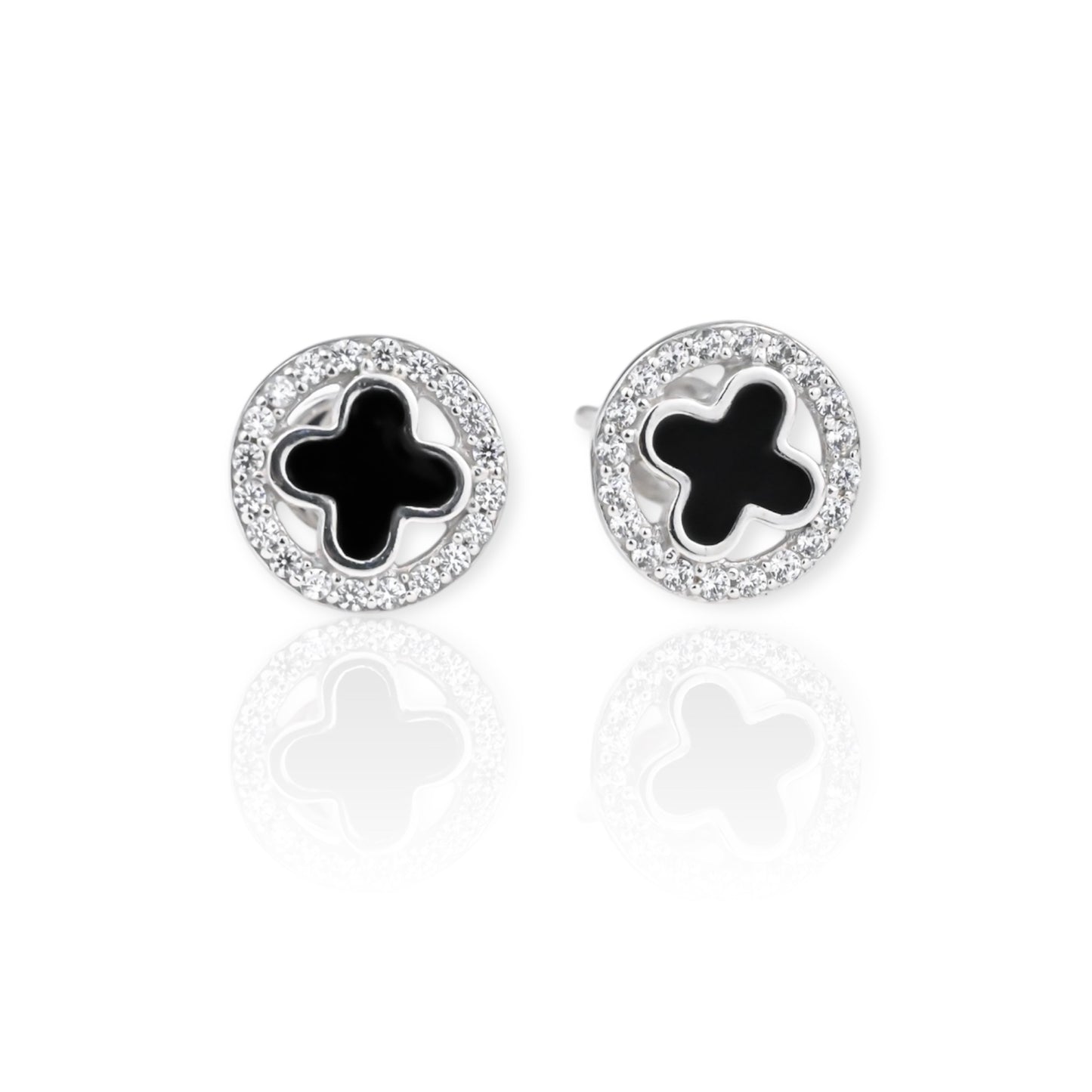 Stud Earrings with Enamel Flower