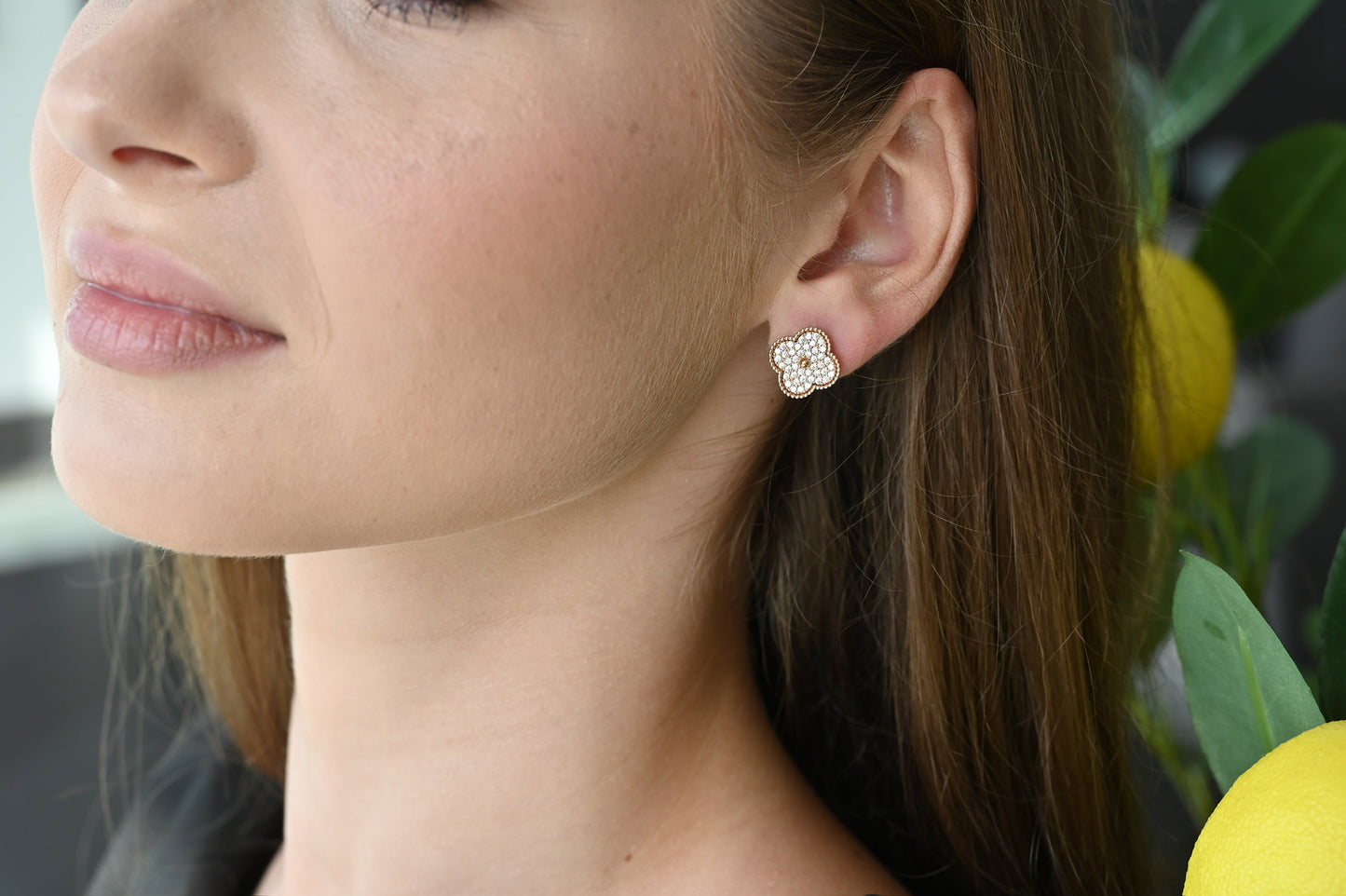 Clover Earrings with Zirconia stones