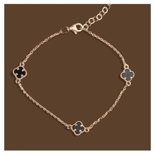 Bracelet Black Onyx clovers