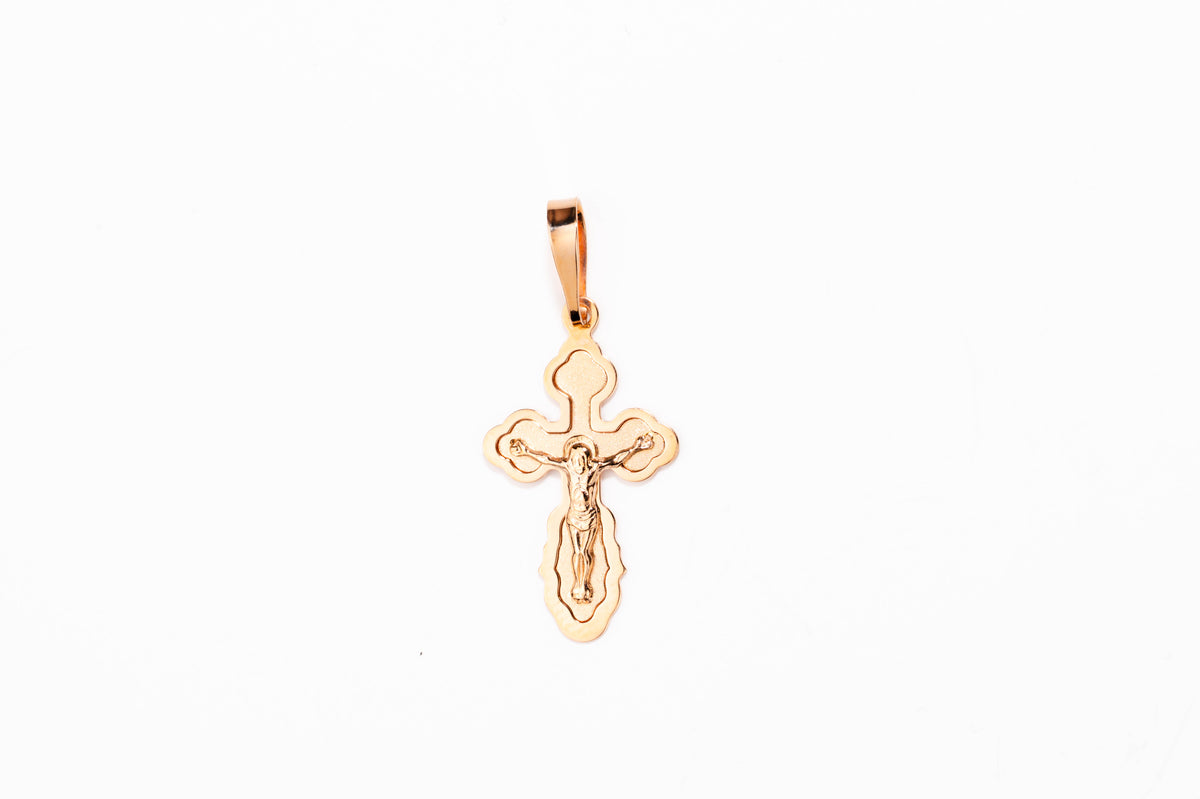 Orthodox Cross Pendant Rose Gold 585