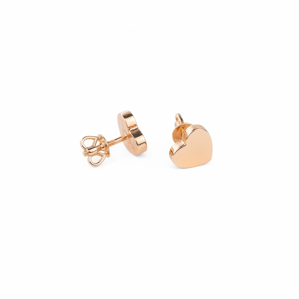 Rose Gold 585 (14K) Studs Earrings Hearts