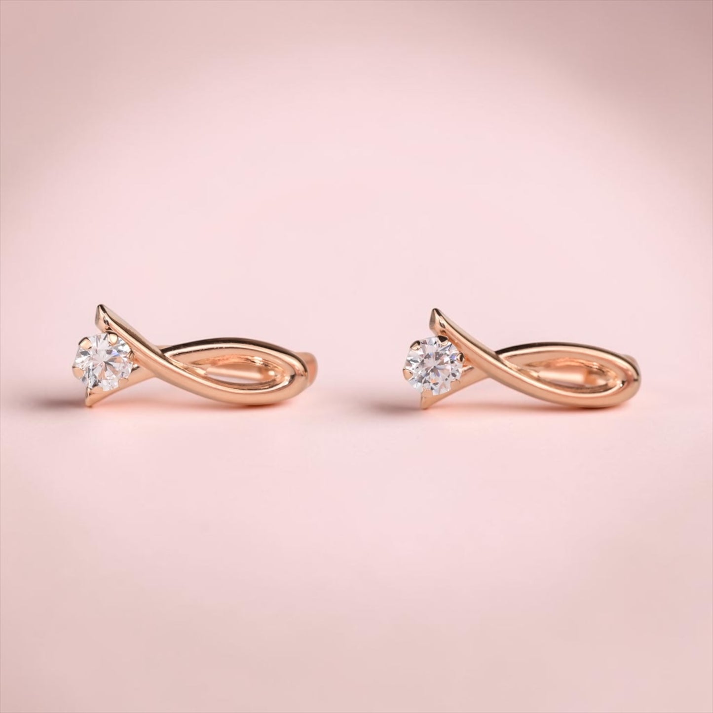 Rose Gold Earrings with Zirconia stones