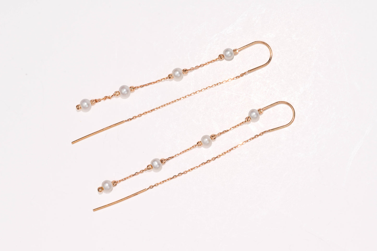 Thread Earrings Pearl Rose Gold 585(14K)