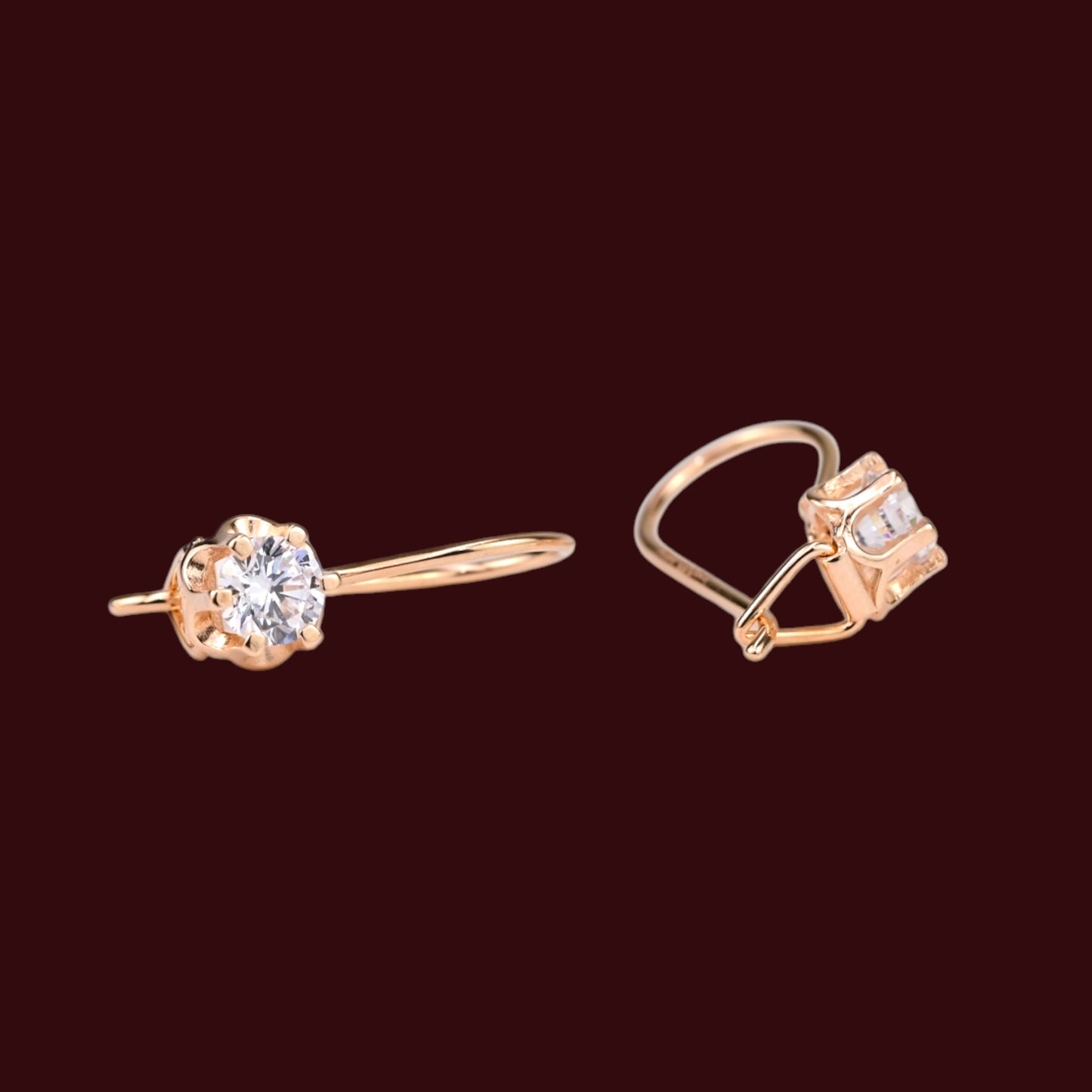 Rose Gold 585 Earrings with Zirconia stones