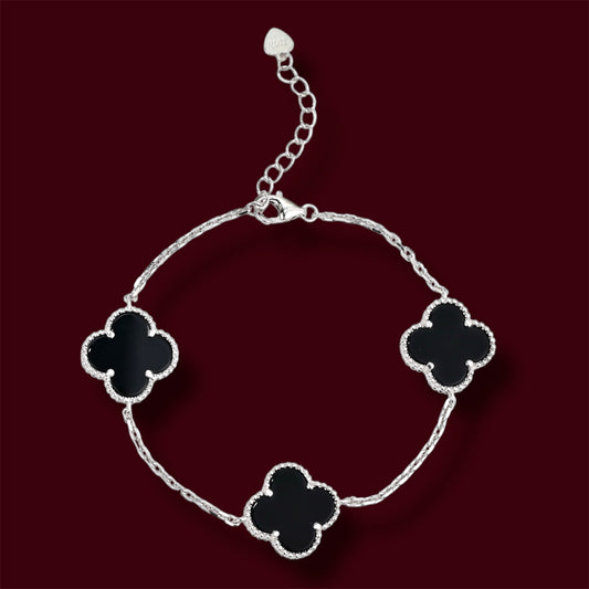 Bracelet Silver 925 Clover Onyx