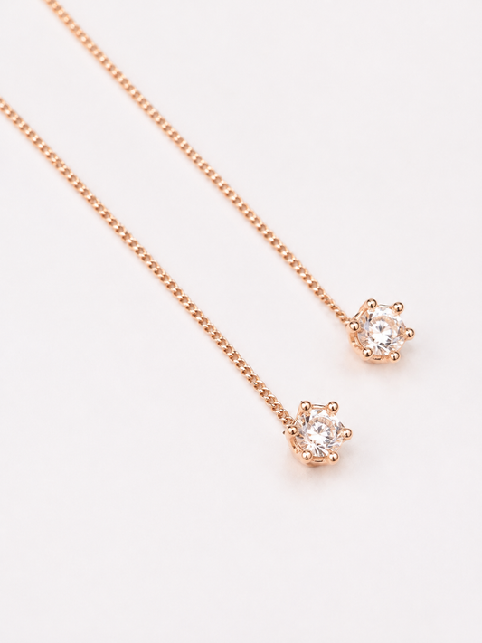 Thread Earrings with Zirconia stones