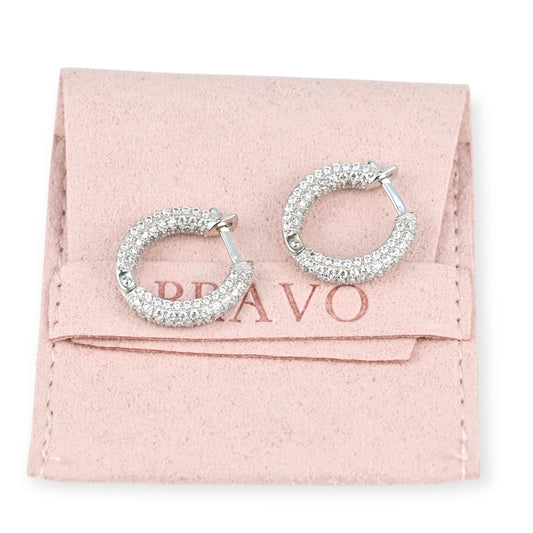 White Gold Hoops Earrings with Zirconia stones