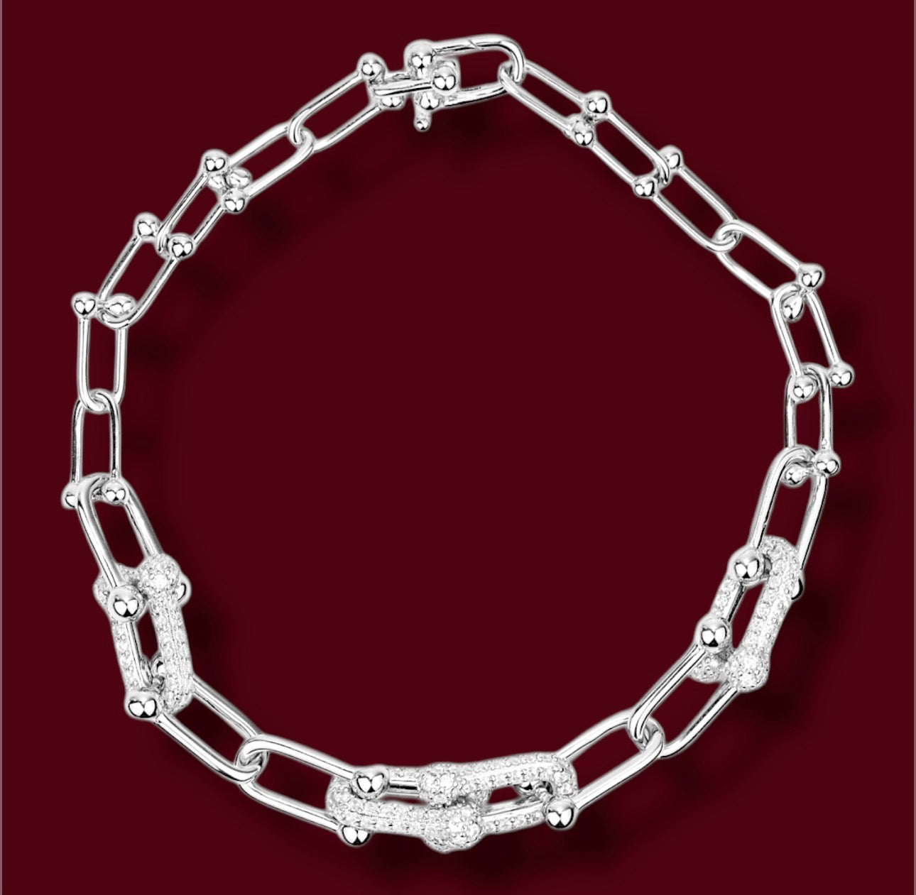 Silver Bracelet with Zirconia stones