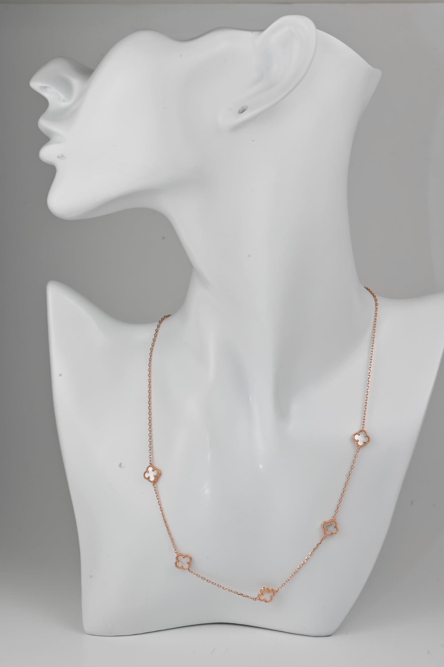 Silver Necklace Clovers Mother of Pearl Gold Plated