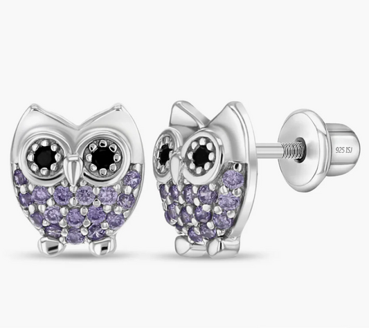 Silver Kids  Earrings Owl