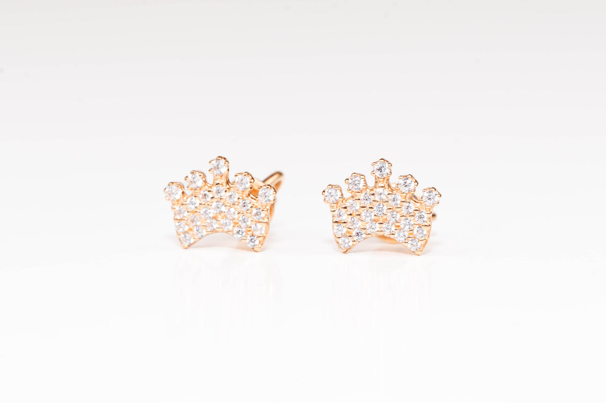 Rose Gold Stud Earrings Crown