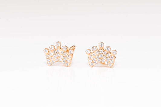 Rose Gold Stud Earrings Crown