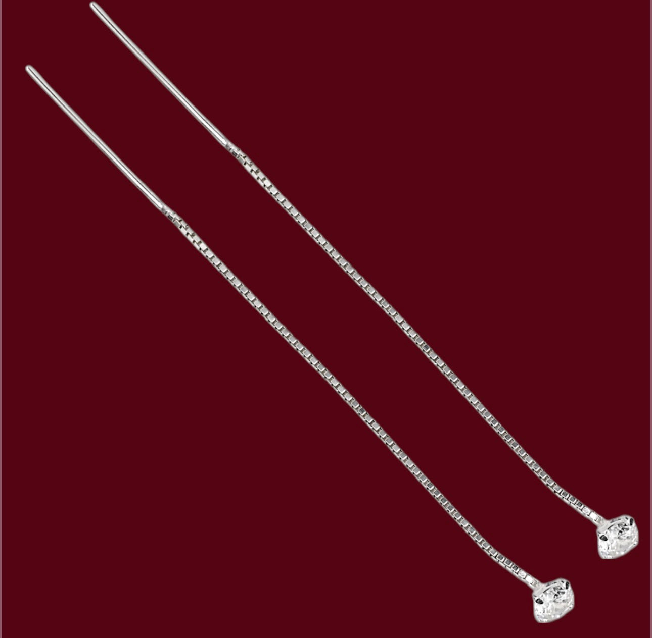 Silver Thread Earrings with Zirconia stones