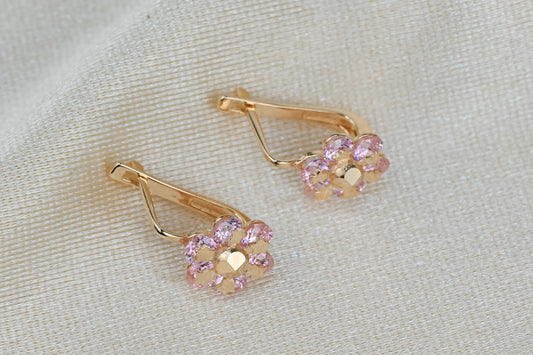 Kids Earrings Pink Flowers