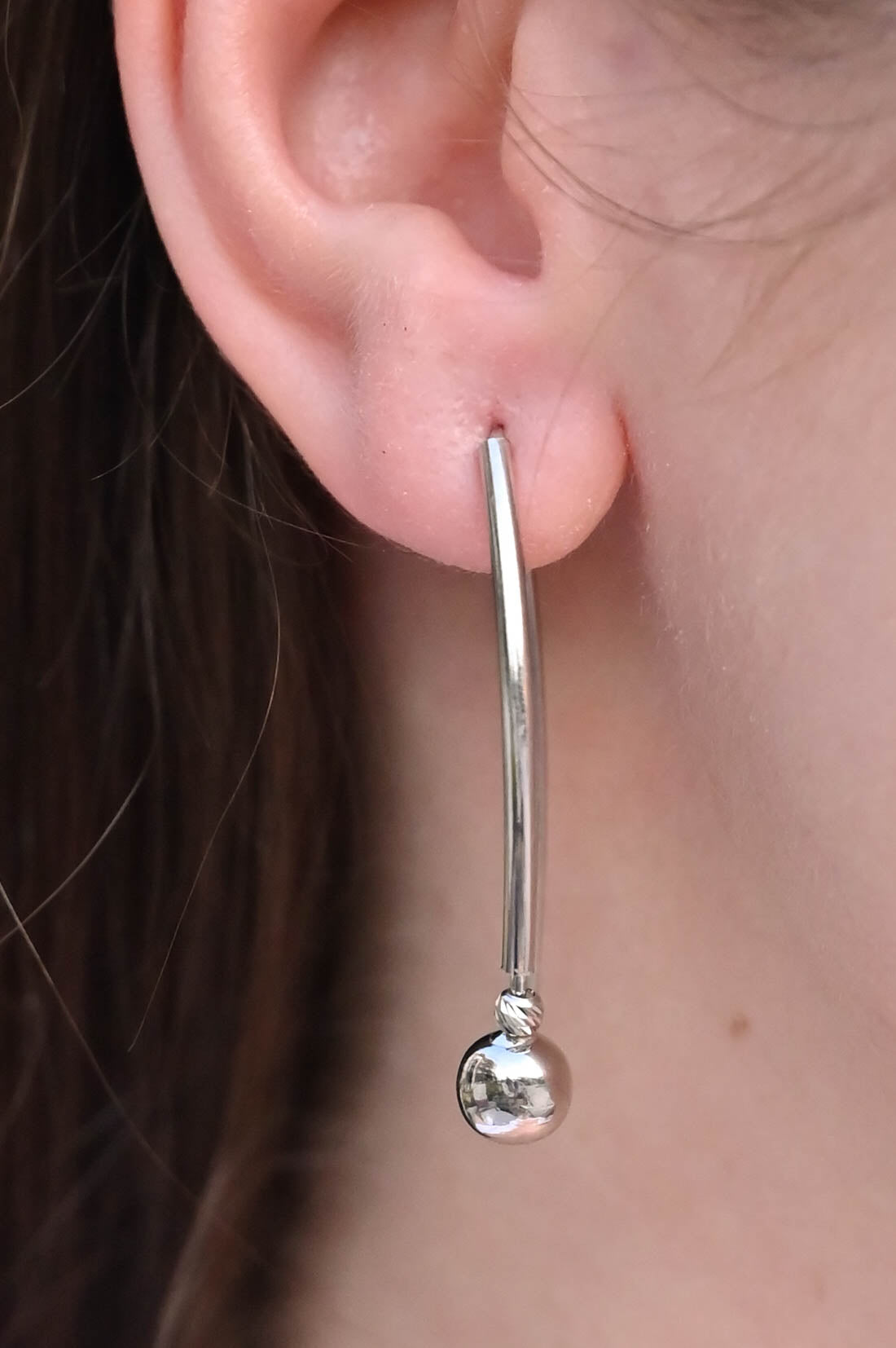 Silver Earrings Ball