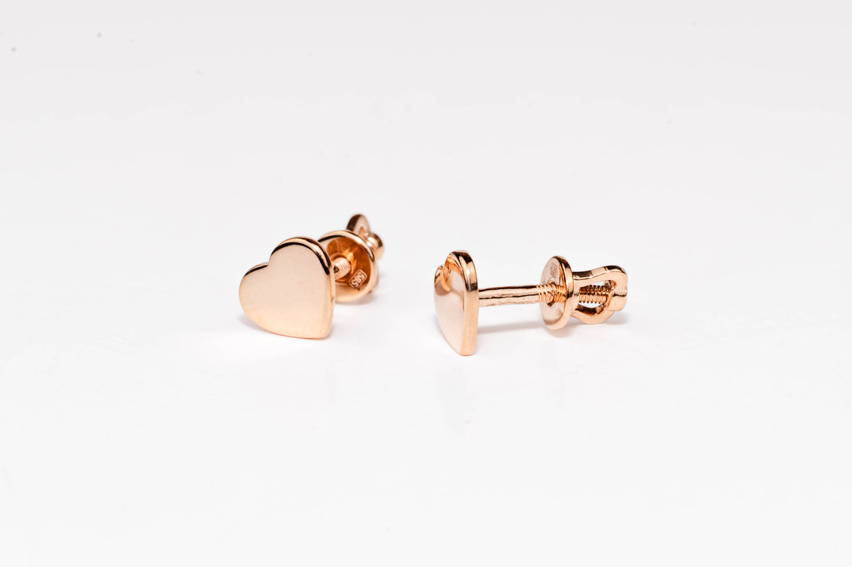 Rose Gold Stud Earrings Hearts