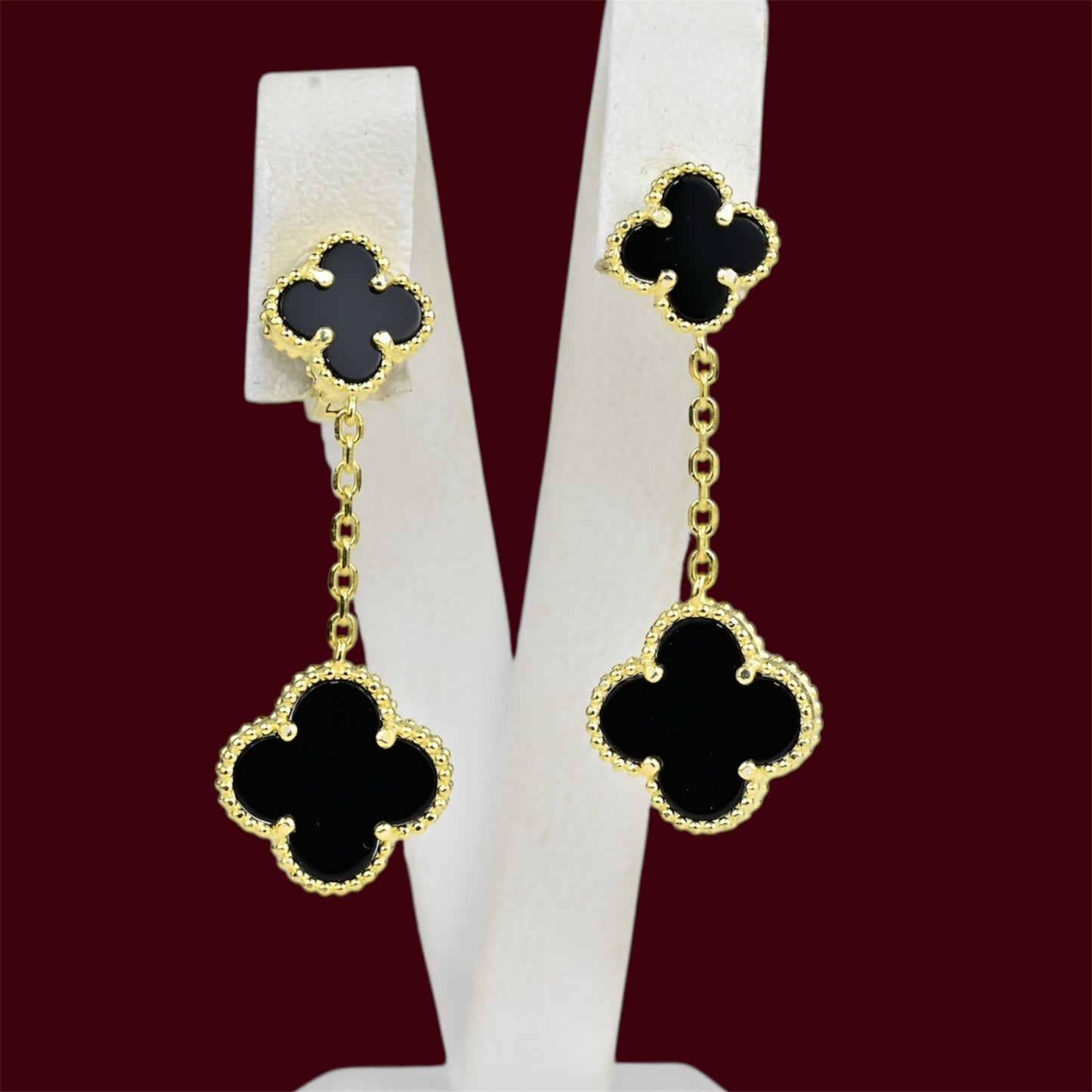 Silver 925 Gold Plated Clover Earrings