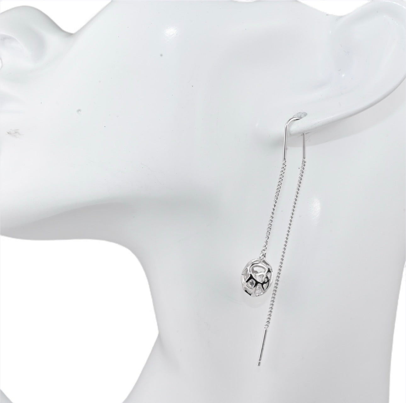 Sparkling Flowers Threads Silver Earrings