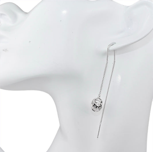 Sparkling Flowers Threads Silver Earrings