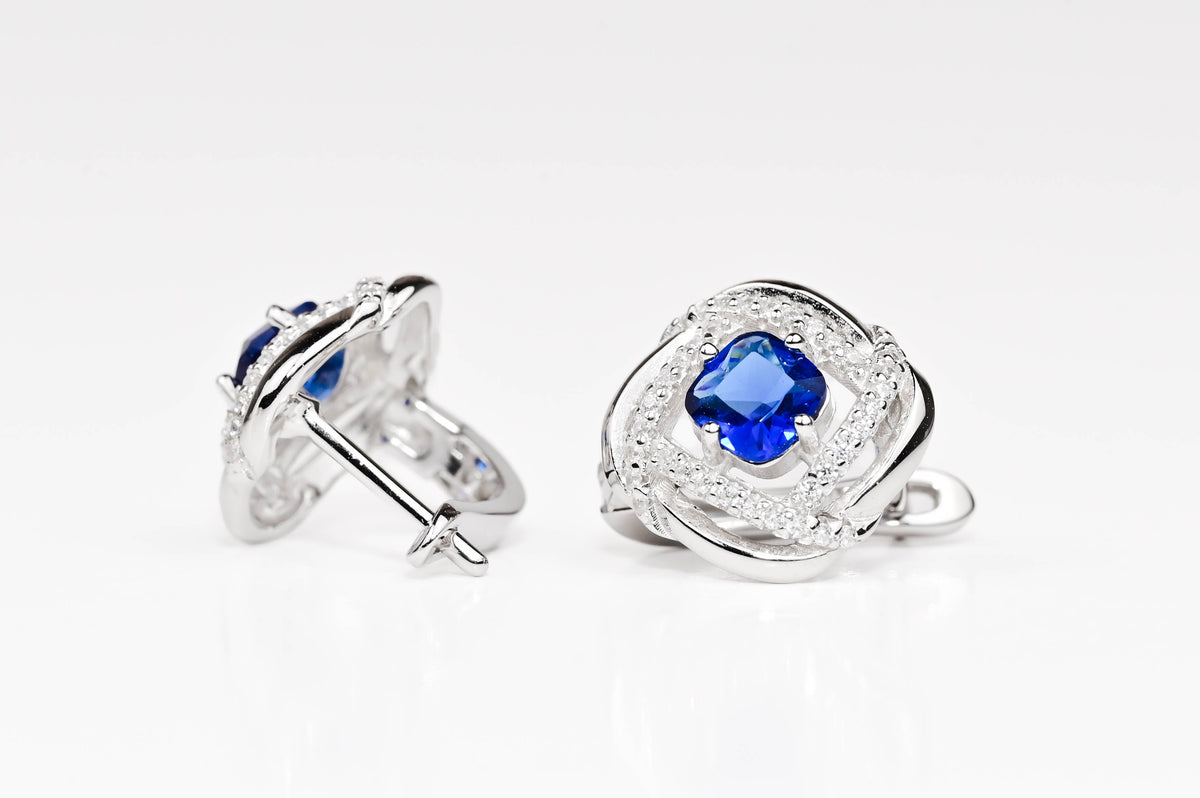 Silver Set Blue Zirconia stones