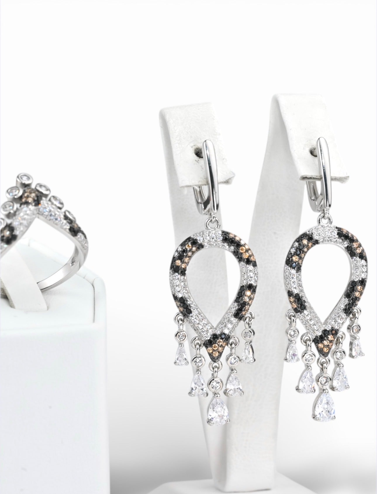 Silver Set Earrings and Ring