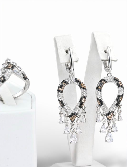 Silver Set Earrings and Ring