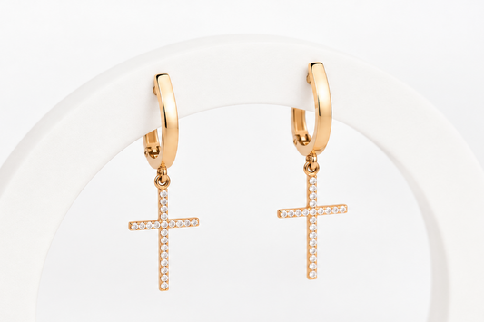 Rose Gold Earrings Cross
