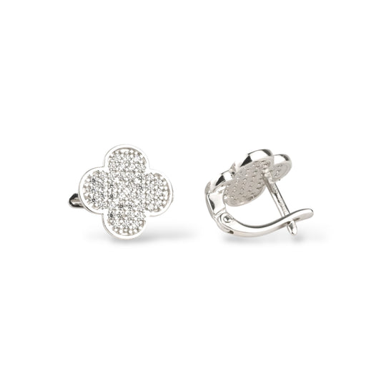 White Gold Earrings Clover