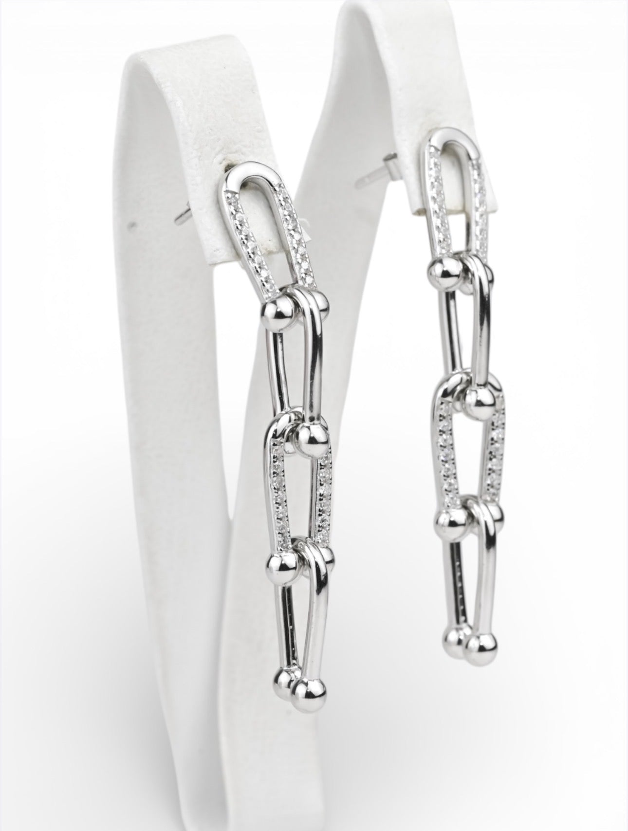Stud Lock Silver Earrings Chain