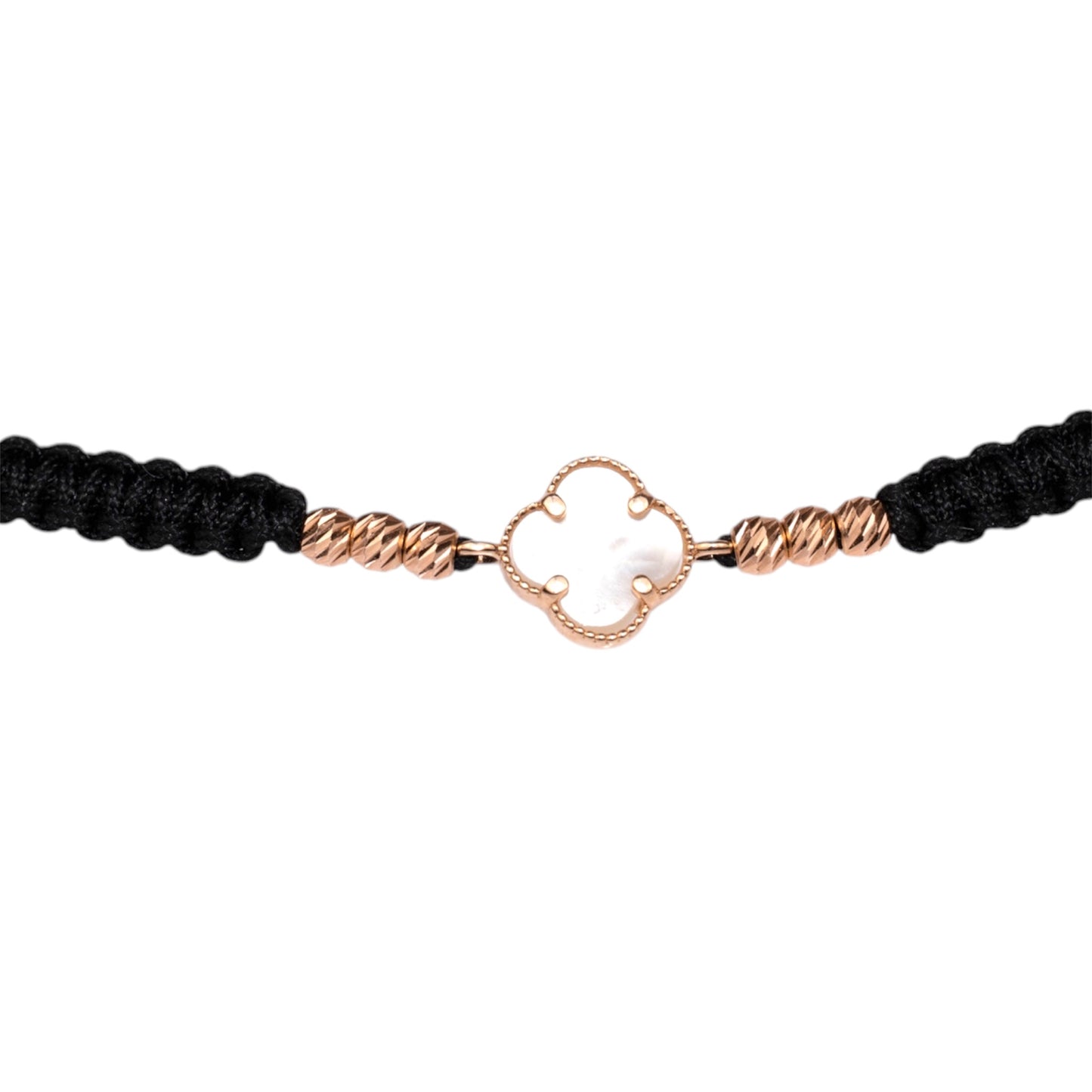 Black Thread Bracelet Clover Mother of Pearl