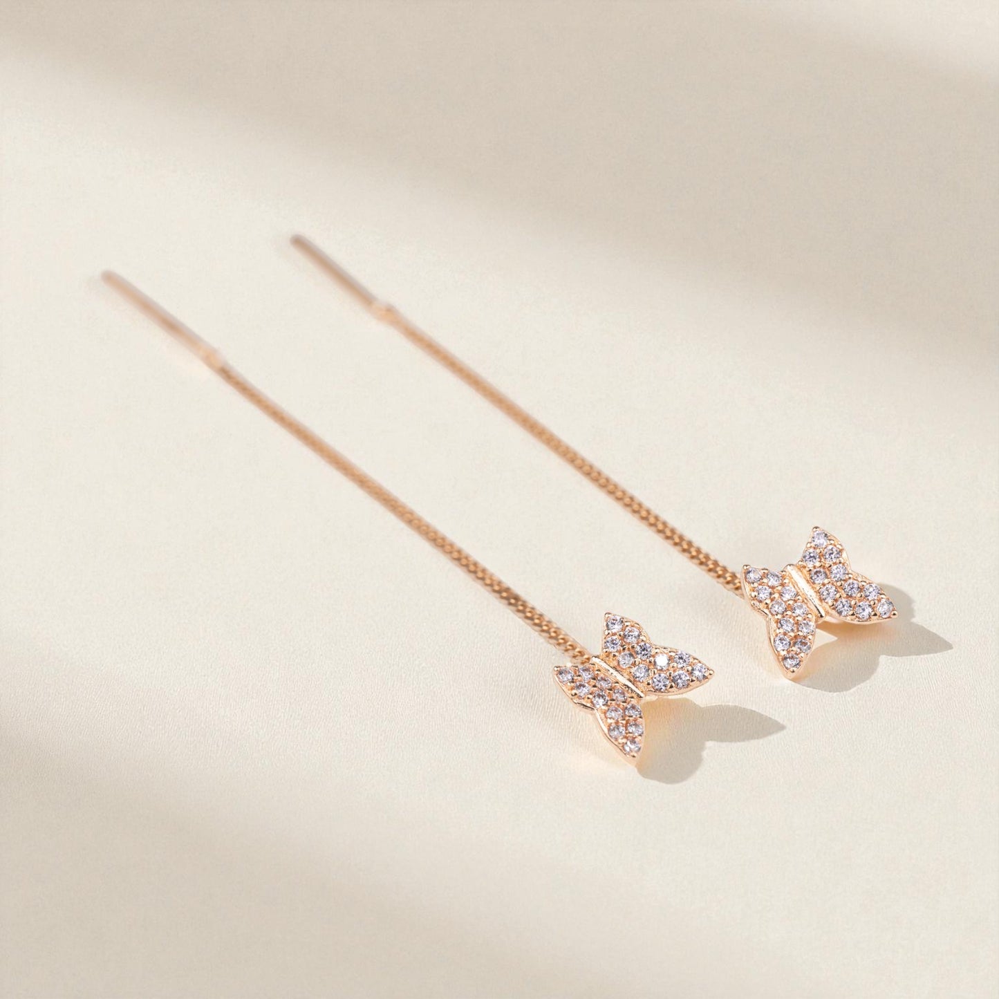 Thread Earrings Butterfly with White stones