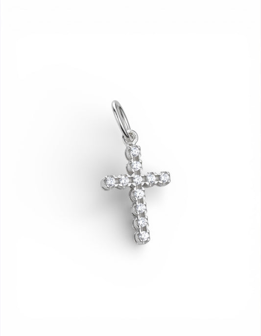Silver Cross Pendant with Zirconia stones