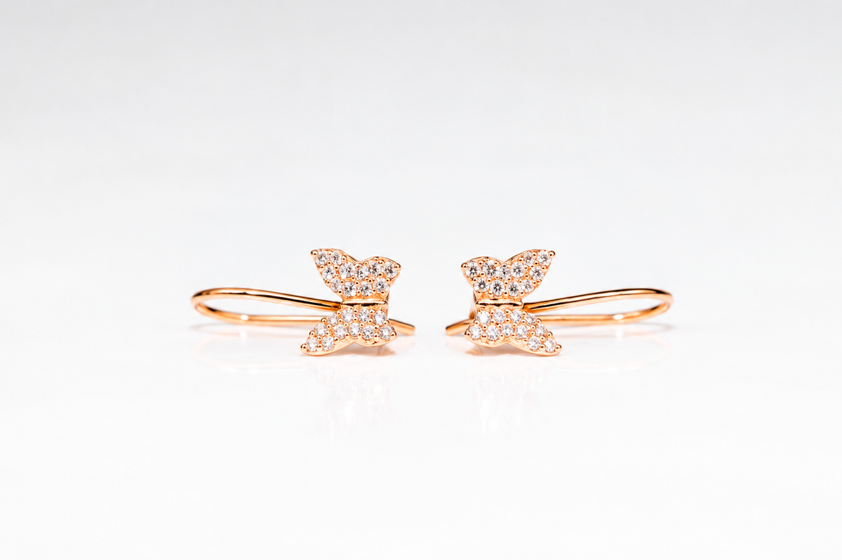 Kids Earrings Rose Gold 585(14K) Butterfly
