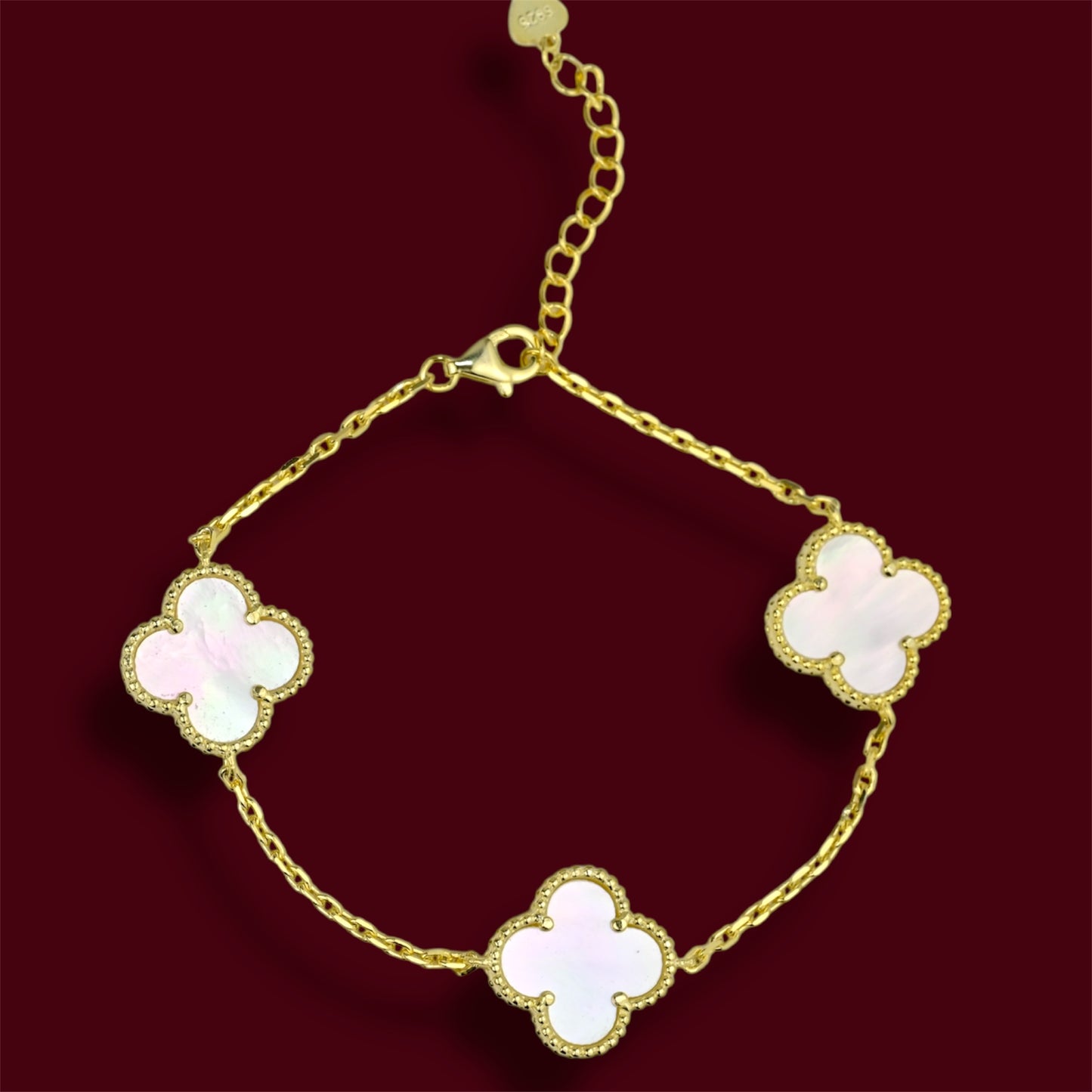 Bracelet Silver 925 Yellow Gold Plated Clover