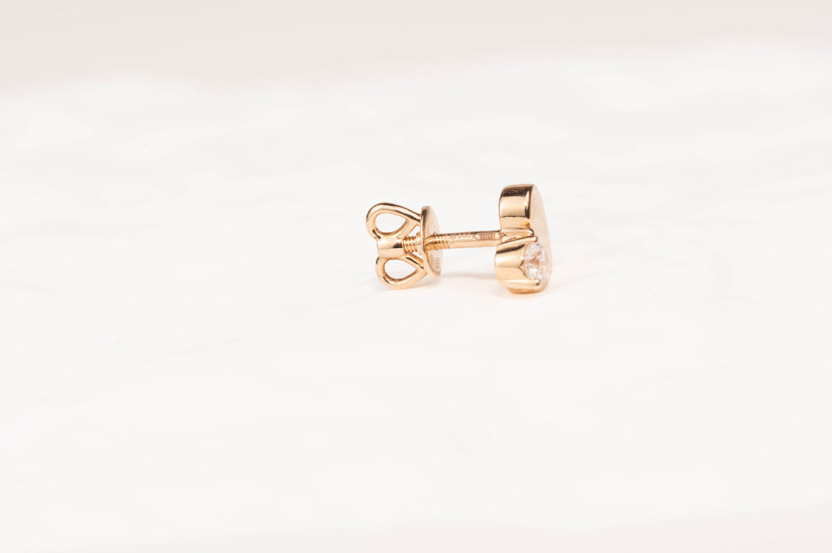 Rose Gold 585 (14K) Studs Earrings with Zirconia stones Hearts