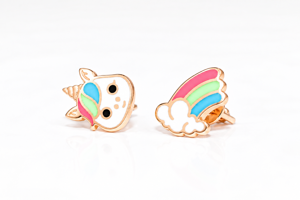 Kids Stud Earrings Rose Gold 585(14K) Unicorn