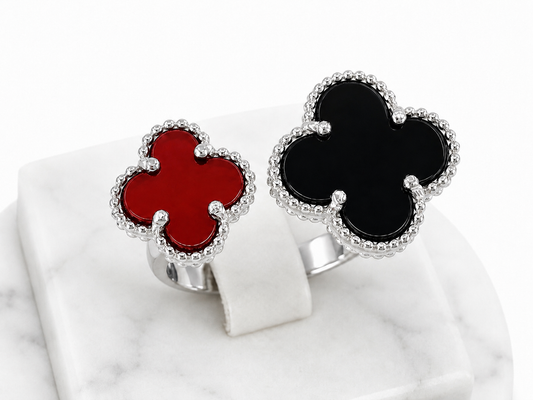 Silver Ring Double clover