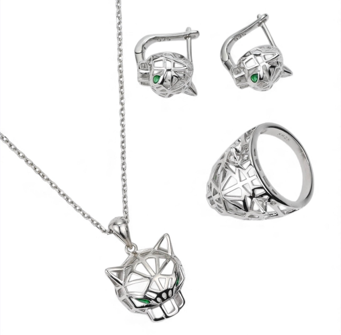 Silver Jewelry Set Panther