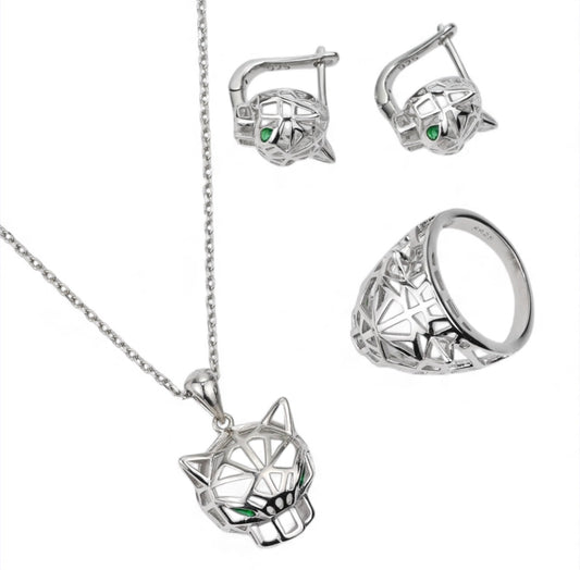 Silver Jewelry Set Panther