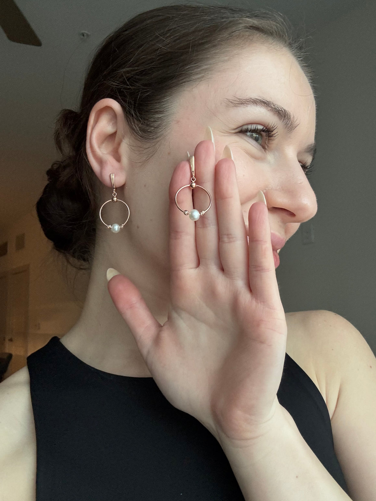 Rose Gold Earrings Pearl